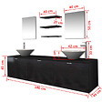 VIDAXL - vidaXL Dix pcs mobilier meuble pour salle de bains avec lavabo et robinet noir - vignette