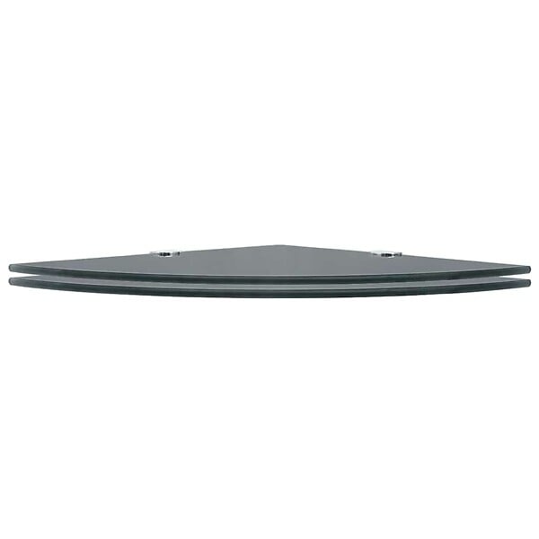 VIDAXL - vidaXL 2x Etagères d'Angle et Supports Chromés Etagère Murale Cuisine Salle de Bains Salon Maison Intérieur Durable Verre Noir 25x25 cm - large