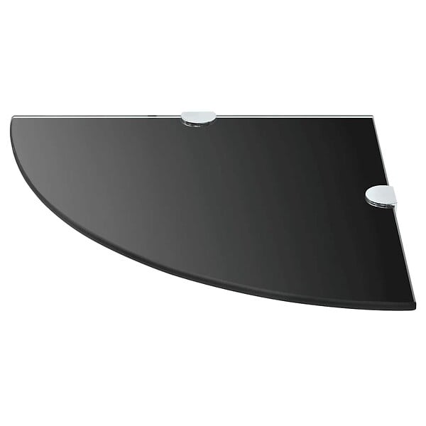 VIDAXL - vidaXL 2x Etagères d'Angle et Supports Chromés Etagère Murale Cuisine Salle de Bains Salon Maison Intérieur Durable Verre Noir 25x25 cm - large