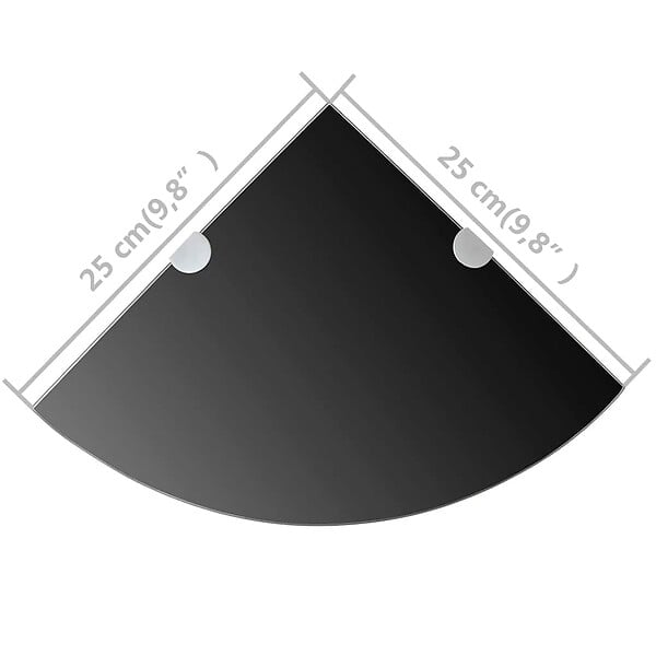 VIDAXL - vidaXL 2x Etagères d'Angle et Supports Chromés Etagère Murale Cuisine Salle de Bains Salon Maison Intérieur Durable Verre Noir 25x25 cm - large