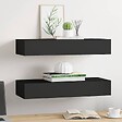 VIDAXL - vidaXL 2x Etagères à Tiroirs Murales Etagères Flottantes Suspendues Supports Muraux Salon Salle de Séjour Maison Intérieur Noir 60x23,5x10 cm MDF - vignette