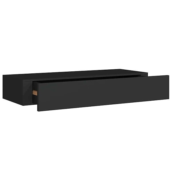 VIDAXL - vidaXL 2x Etagères à Tiroirs Murales Etagères Flottantes Suspendues Supports Muraux Salon Salle de Séjour Maison Intérieur Noir 60x23,5x10 cm MDF - large