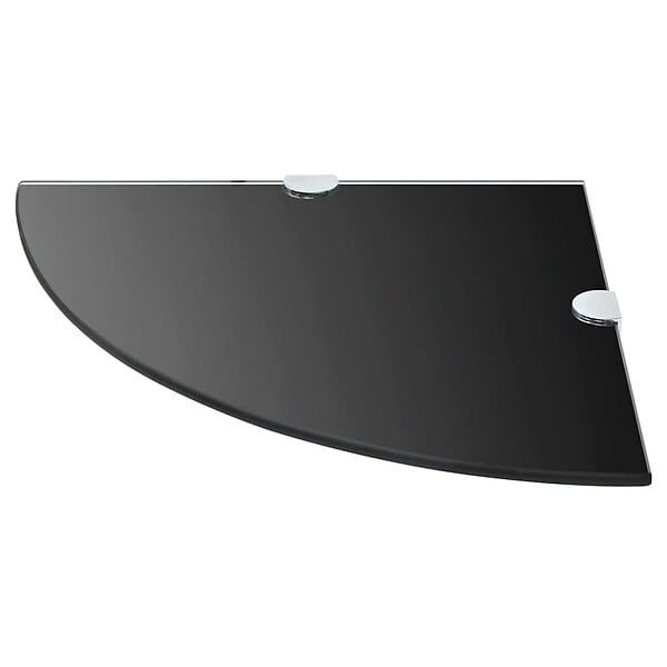 VIDAXL - vidaXL 2x Etagères d'Angle et Supports Chromés Etagère Murale Cuisine Salle de Bains Salon Maison Intérieur Durable Verre Noir 35x35 cm - large