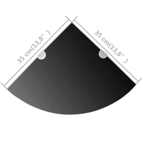VIDAXL - vidaXL 2x Etagères d'Angle et Supports Chromés Etagère Murale Cuisine Salle de Bains Salon Maison Intérieur Durable Verre Noir 35x35 cm - large