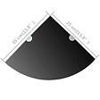 VIDAXL - vidaXL 2x Etagères d'Angle et Supports Chromés Etagère Murale Cuisine Salle de Bains Salon Maison Intérieur Durable Verre Noir 35x35 cm - vignette