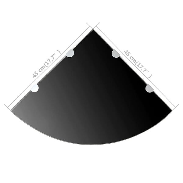 VIDAXL - vidaXL Étagère de coin avec supports chromés Verre salle de bain Noir 45 x 45 cm - large
