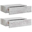 VIDAXL - vidaXL 2x Etagères à Tiroir Murales Armoires Flottantes Etagères Suspendues Supports Muraux Salon Salle de Séjour Gris Béton 40x23,5x10 cm MDF - vignette