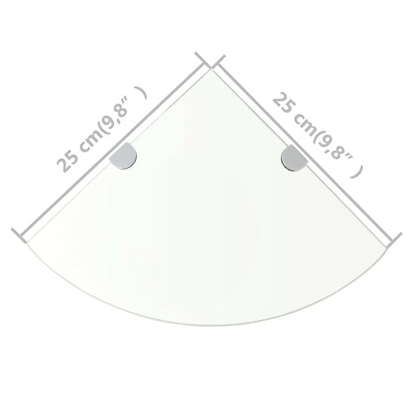 VIDAXL - vidaXL 2x Etagères d'Angle et Supports Chromés Etagère Murale Cuisine Salle de Bains Salon Maison Intérieur Verre Transparent 25x25 cm - large