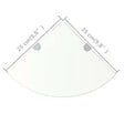 VIDAXL - vidaXL 2x Etagères d'Angle et Supports Chromés Etagère Murale Cuisine Salle de Bains Salon Maison Intérieur Verre Transparent 25x25 cm - vignette