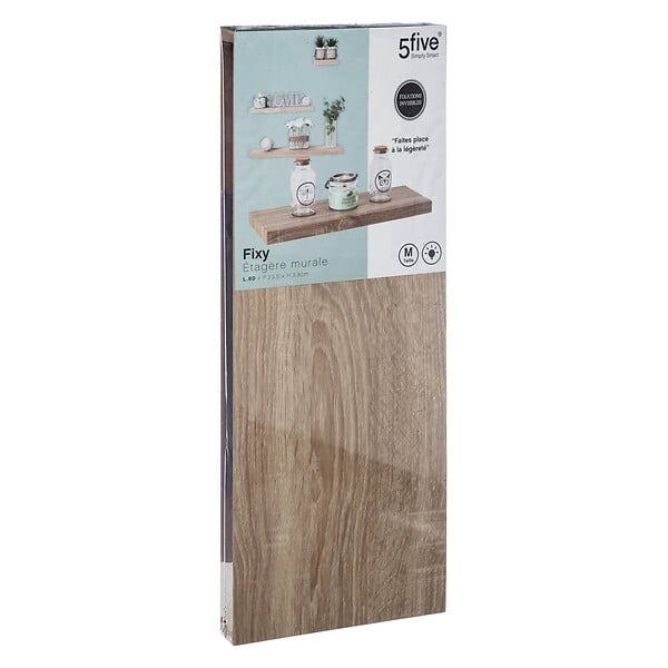5 FIVE SIMPLY SMART - Étagère murale flottante coloris Chêne naturel L 60 cm Fixations invisibles - large