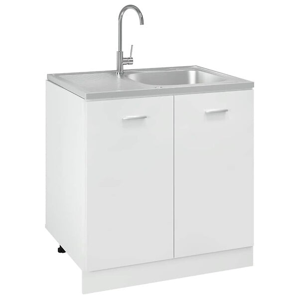 VIDAXL - vidaXL Jeu d'évier de cuisine et égouttoir argenté 800x600x155 mm inox - large