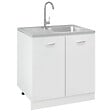 VIDAXL - vidaXL Jeu d'évier de cuisine et égouttoir argenté 800x600x155 mm inox - vignette