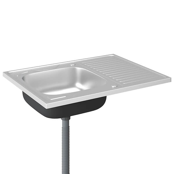 VIDAXL - vidaXL Jeu d'évier de cuisine et égouttoir argenté 800x600x155 mm inox - large