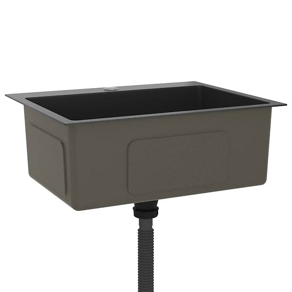VIDAXL - vidaXL Évier de cuisine fait main Noir Acier inoxydable - large