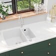 VIDAXL - vidaXL Évier de cuisine Granit Double lavabo Blanc - vignette