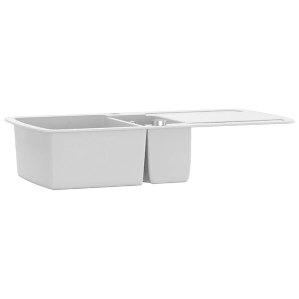 VIDAXL - vidaXL Évier de cuisine Granit Double lavabo Blanc - large