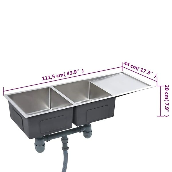 VIDAXL - vidaXL Évier de cuisine fait à la main Acier inoxydable - large