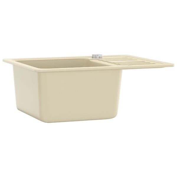 VIDAXL - vidaXL Évier de cuisine Granit Seul lavabo Beige - large