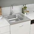 VIDAXL - vidaXL Jeu d'évier de cuisine et égouttoir argenté 600x600x155 mm inox - vignette
