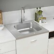 VIDAXL - vidaXL Jeu d'évier de cuisine et égouttoir argenté 600x600x155 mm inox - vignette