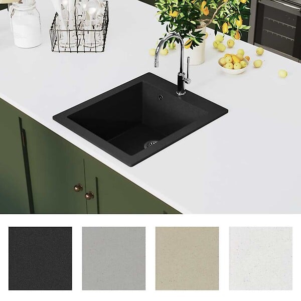 VIDAXL - vidaXL Évier de cuisine Granite Noir - large