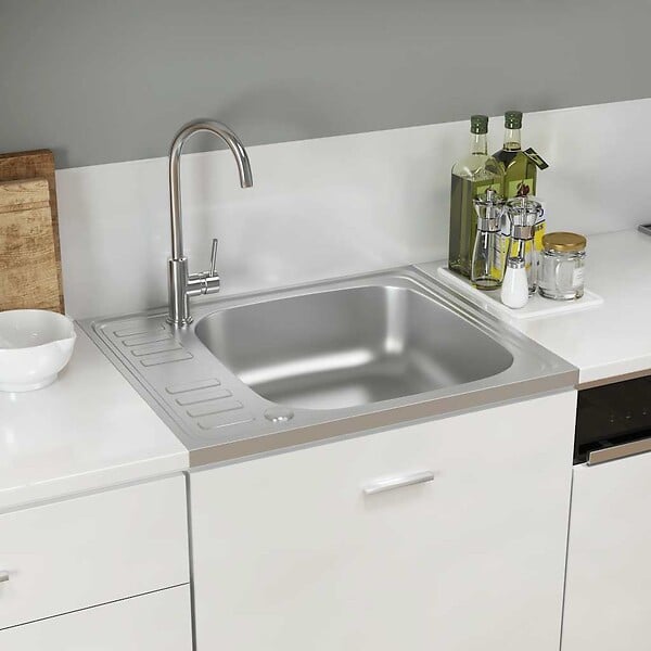 VIDAXL - vidaXL Évier de cuisine et égouttoir argenté 600x500x155 mm inox - large