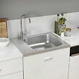 VIDAXL - vidaXL Évier de cuisine et égouttoir argenté 600x500x155 mm inox - vignette