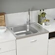 VIDAXL - vidaXL Évier de cuisine et égouttoir argenté 600x500x155 mm inox - vignette