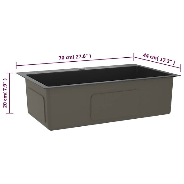VIDAXL - vidaXL Évier de cuisine fait main Noir Acier inoxydable - large