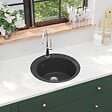 VIDAXL - vidaXL Évier de cuisine en granit Bac unique Rond Noir - vignette