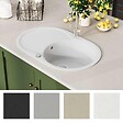 VIDAXL - vidaXL Évier de cuisine Granit Seul lavabo Ovale Blanc - vignette