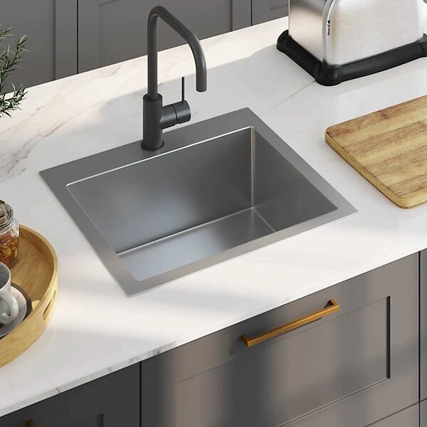VIDAXL - vidaXL Évier de cuisine fait main Acier inoxydable - large