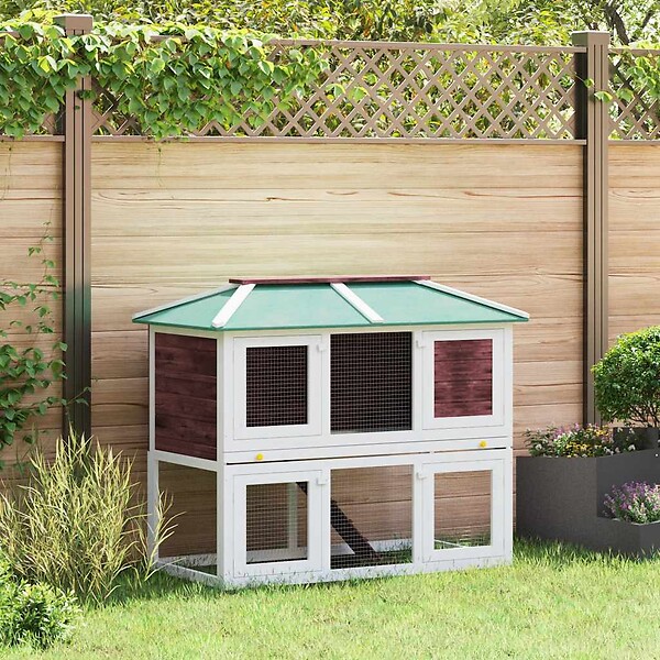 VIDAXL - vidaXL Cage double pour animaux Marron Bois - large