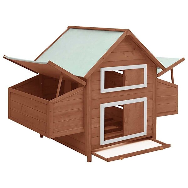 VIDAXL - vidaXL Poulailler Moka et blanc 150x96x110 cm Bois de sapin massif - large