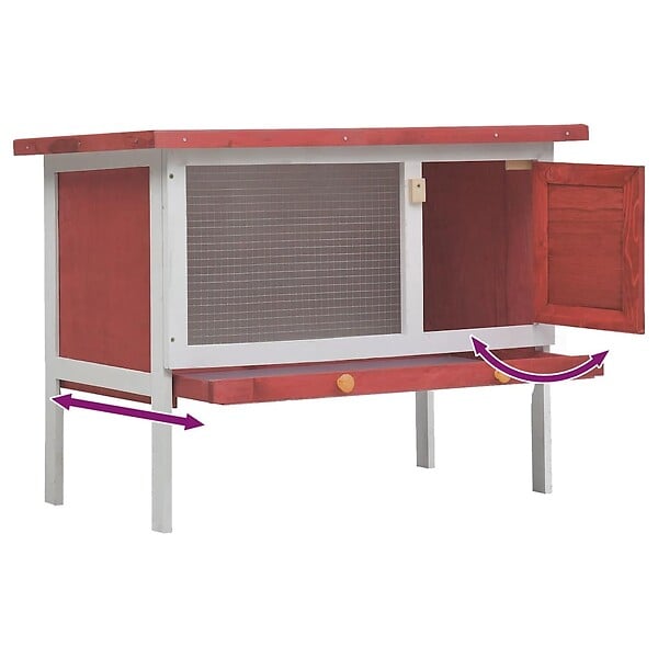VIDAXL - vidaXL Clapier d'extérieur 1 niveau Rouge Bois - large