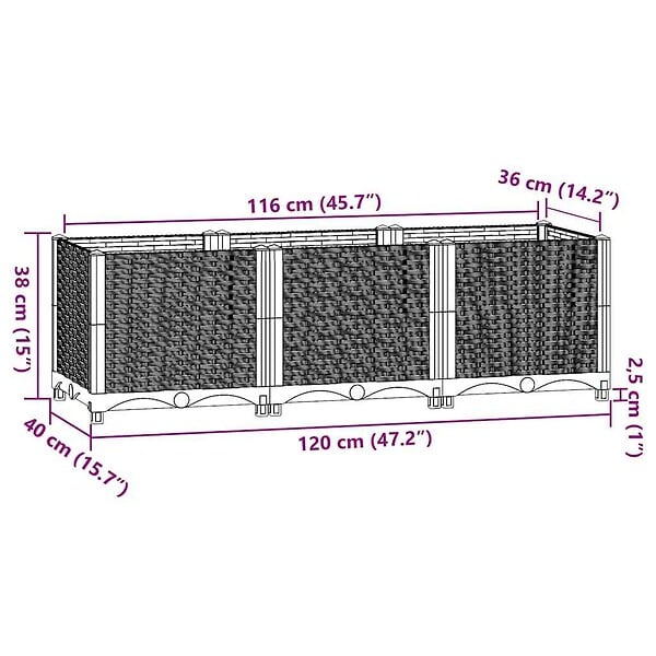 VIDAXL - vidaXL Lit surélevé 120x40x38 cm Polypropylène - large