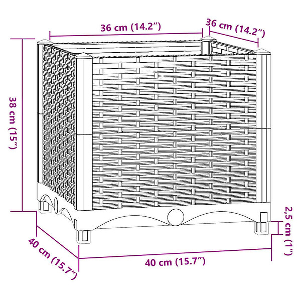 VIDAXL - vidaXL Lit surélevé 40x40x38 cm Polypropylène - large