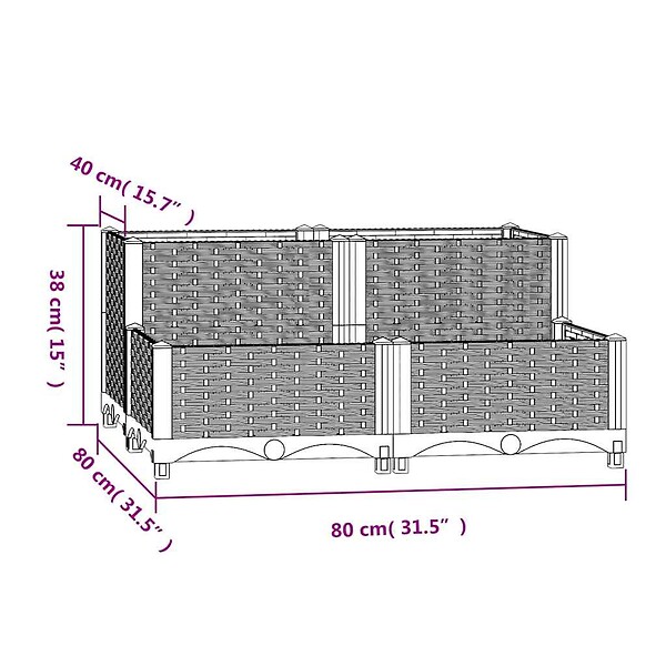 VIDAXL - vidaXL Lit surélevé 80x80x38 cm Polypropylène - large