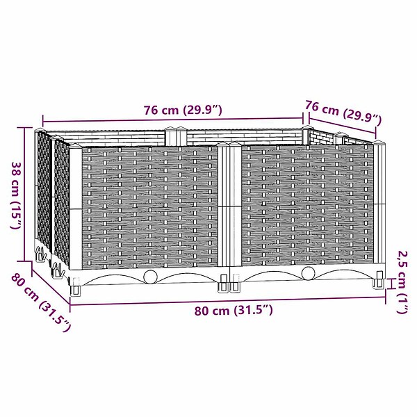 VIDAXL - vidaXL Lit surélevé 80x80x38 cm Polypropylène - large