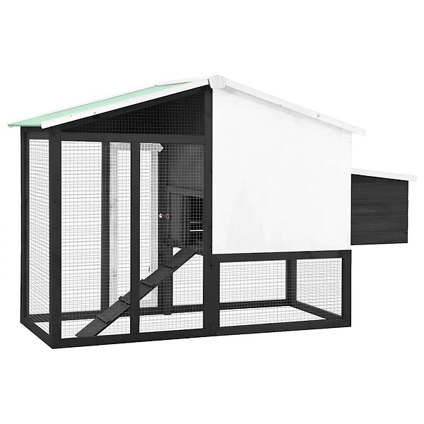 VIDAXL - vidaXL Poulailler avec nichoir Gris et blanc Bois de sapin massif - large