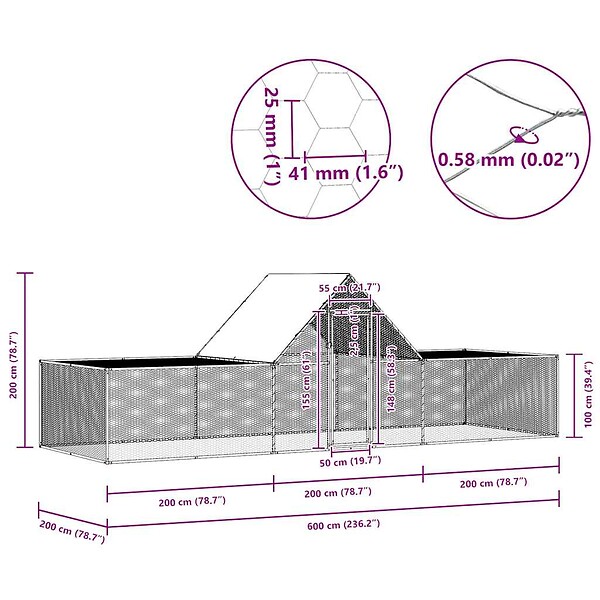 VIDAXL - vidaXL Poulailler 6 x 2 x 2 m Acier galvanisé - large