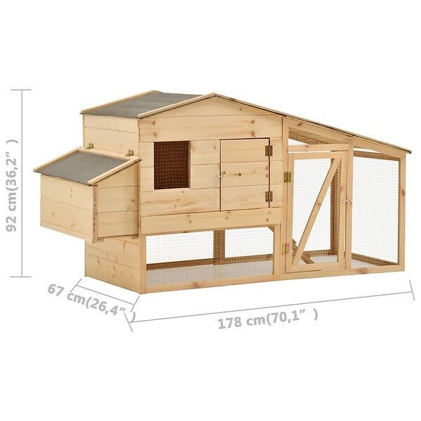 VIDAXL - vidaXL Poulailler Bois de pin massif 178x67x92 cm - large