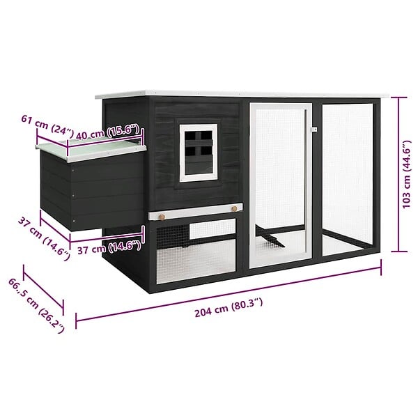 VIDAXL - vidaXL Poulailler d'extérieur avec 1 nichoir Gris Bois - large