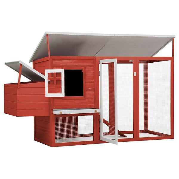 VIDAXL - vidaXL Poulailler d'extérieur avec 1 nichoir Rouge Bois - large