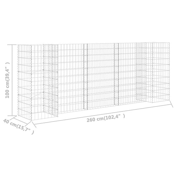 VIDAXL - vidaXL Jardinière à  gabion en H Fil d'acier 260x40x100 cm - large