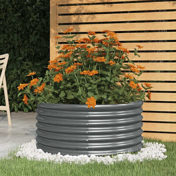 VIDAXL - vidaXL Jardinière Acier enduit de poudre 80x80x36 cm Anthracite - large