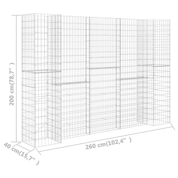 VIDAXL - vidaXL Jardinière à  gabion en H Fil d'acier 260x40x200 cm - large