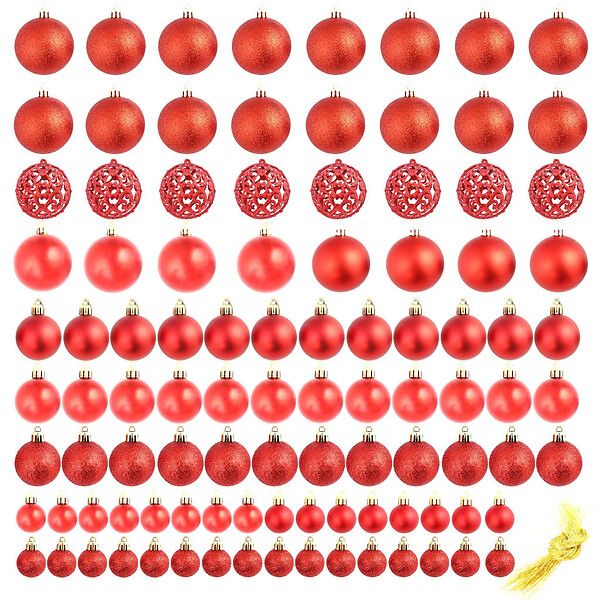 VIDAXL - vidaXL Ensemble de boules de Noël 100 pcs 3/4/6 cm Rouge - large