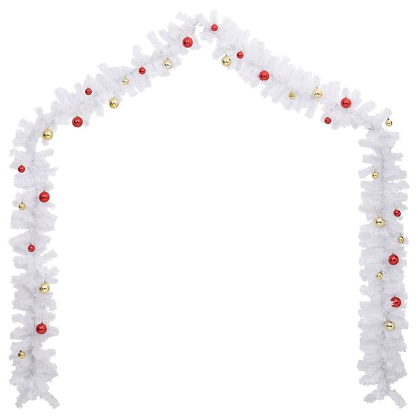 VIDAXL - vidaXL Guirlande de Noël décorée avec boules Blanc 5 m - large