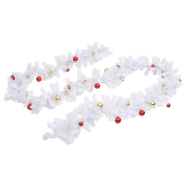 VIDAXL - vidaXL Guirlande de Noël décorée avec boules Blanc 5 m - large